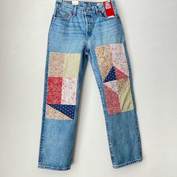 Levi’s 501 Blue 150th Anniversary Patchwork Jeans 27 - Picture 10 of 11